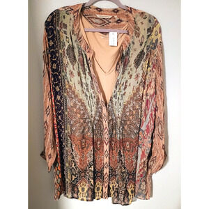 Soft Surroundings Cami With Over Blouse Tunic Earth Tones Tribal Print 3X NWT